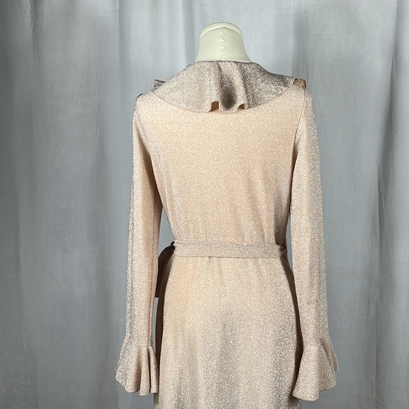Free People One More Time Lurex Wrap Dress in Peach. - Picture 6 of 10